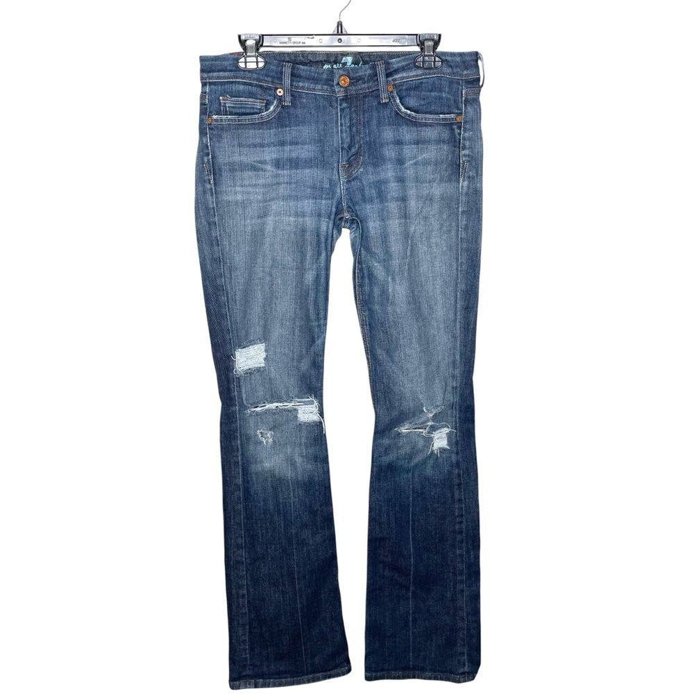 7 For All Mankind Flynt Distressed Bootcut Jeans Sz 29 - Picture 3 of 11